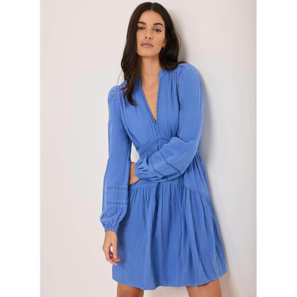 Mint Velvet Blue Cotton Mini Dress